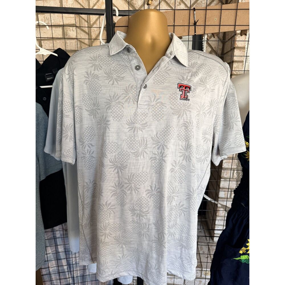 Texas Tech Red Raiders Tommy Bahama Pineapple Palm Coast IslandZone Polo - Gray